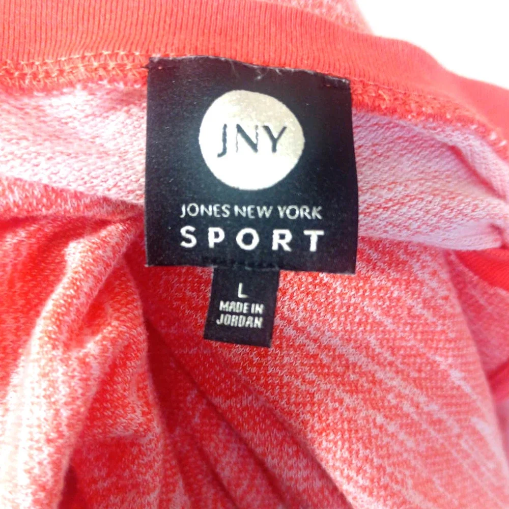 Jones New York Sport Women Sz L Coral Orange Long Sleeve Top With Pocket - Picture 7 of 8